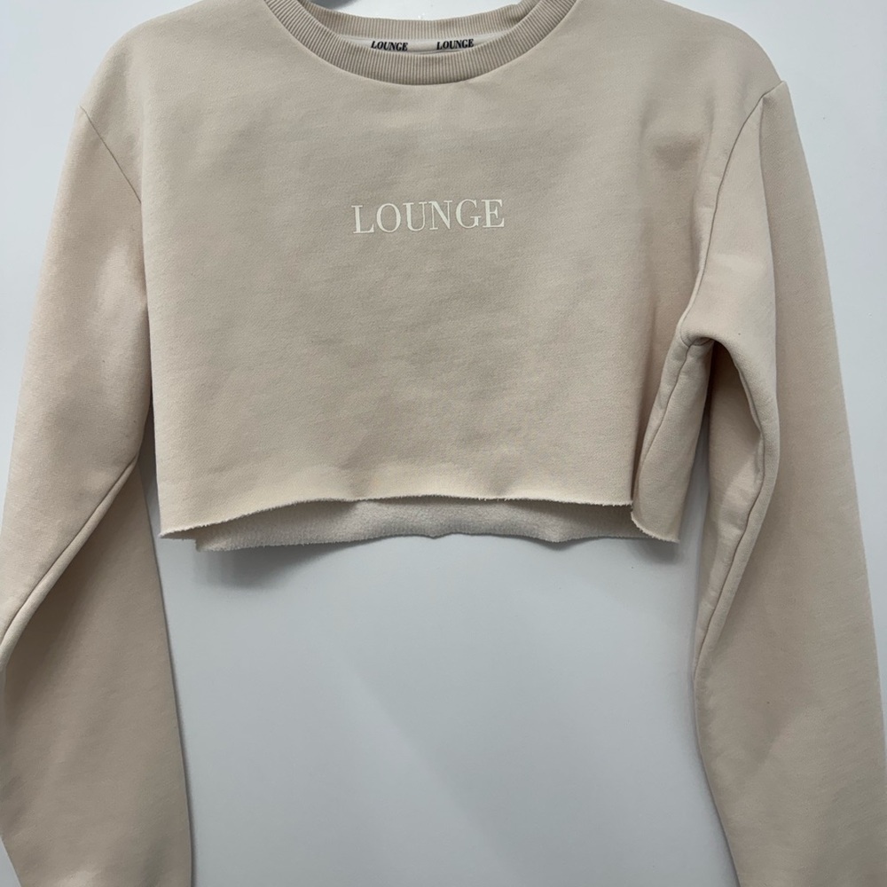 Lounge Cream Cropped Sweatshirt
